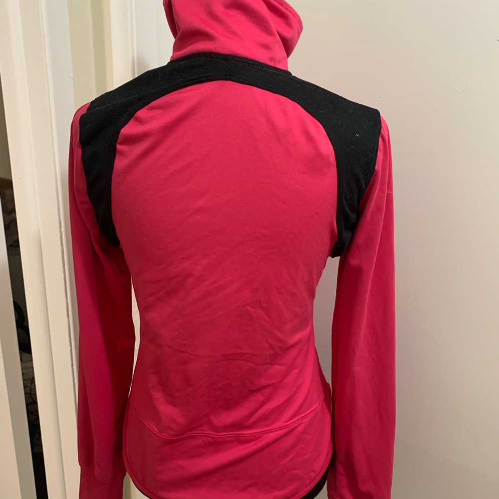 Champion “Barbie” Pink & Black Long Sleeve Zip Up Activewear with Thumbholes - Picture 2 of 7